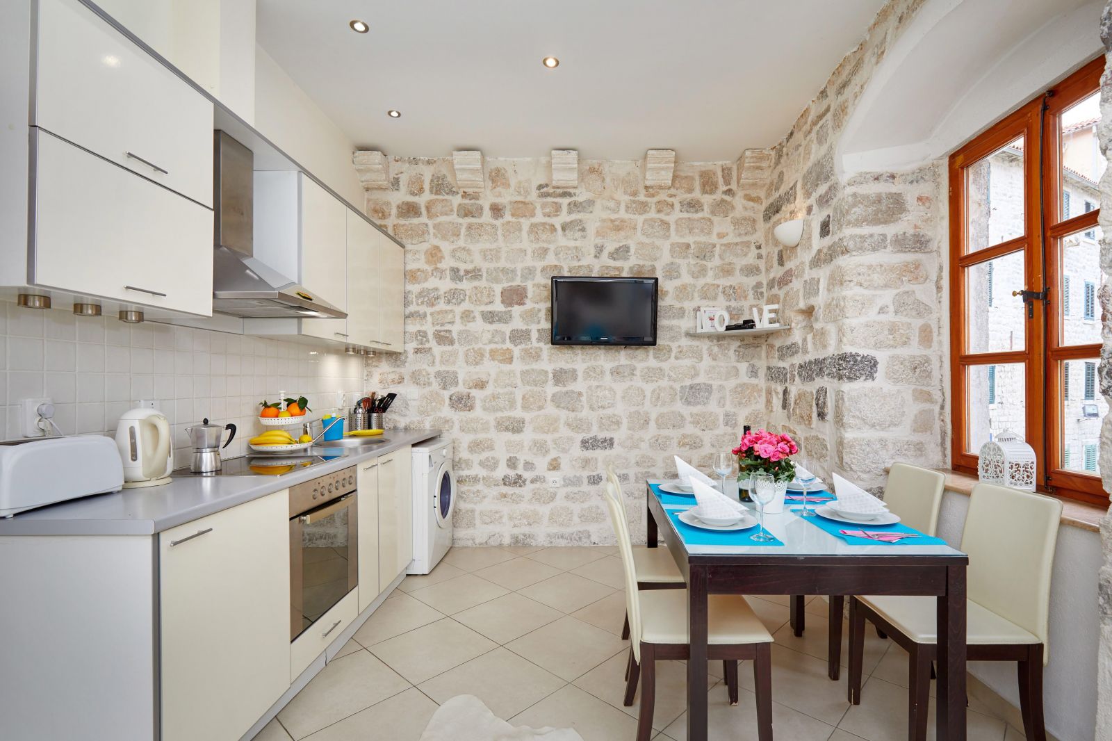 Kotor, Montenegro, kitchen and dining table